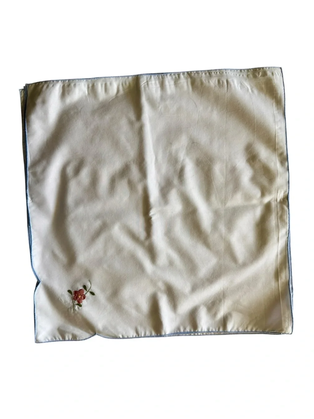 Vtg Set Of 8 Floral Embroidered White Tea Napkins 16” Sq Table Linens New